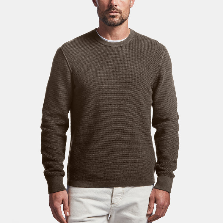 Cotton Cashmere Thermal Pullover In Drab | James Perse Los Angeles