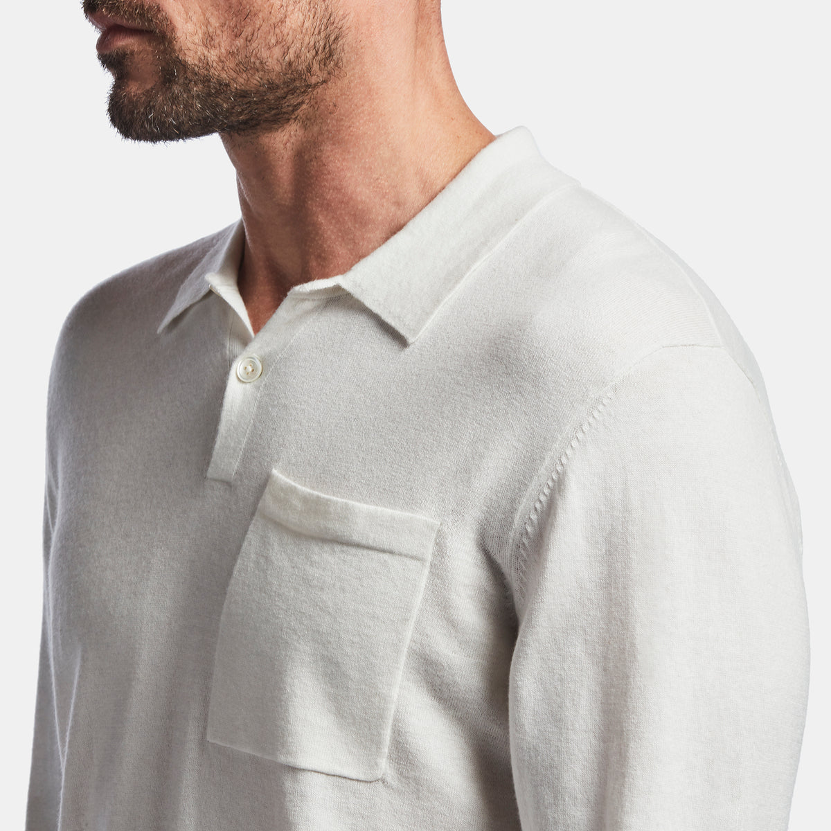Cotton Cashmere Polo In Vintage White | James Perse Los Angeles