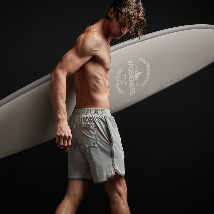 Y/OSEMITE Curved Hem Board Short - Smoke/Koala | James Perse Los Angeles