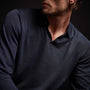 Linen Blend Long Sleeve Polo Sweater in Navy | James Perse Los Angeles