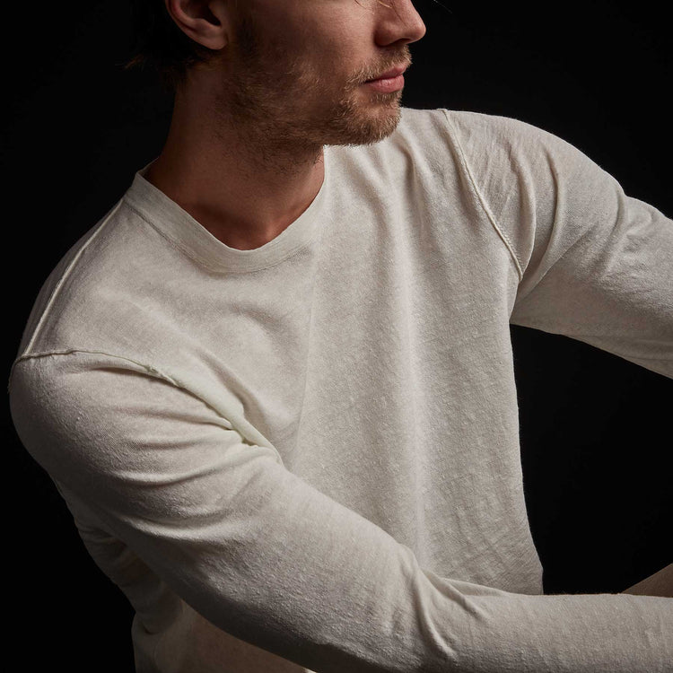 Linen Blend Crew Neck Sweater - Celadon | James Perse Los Angeles