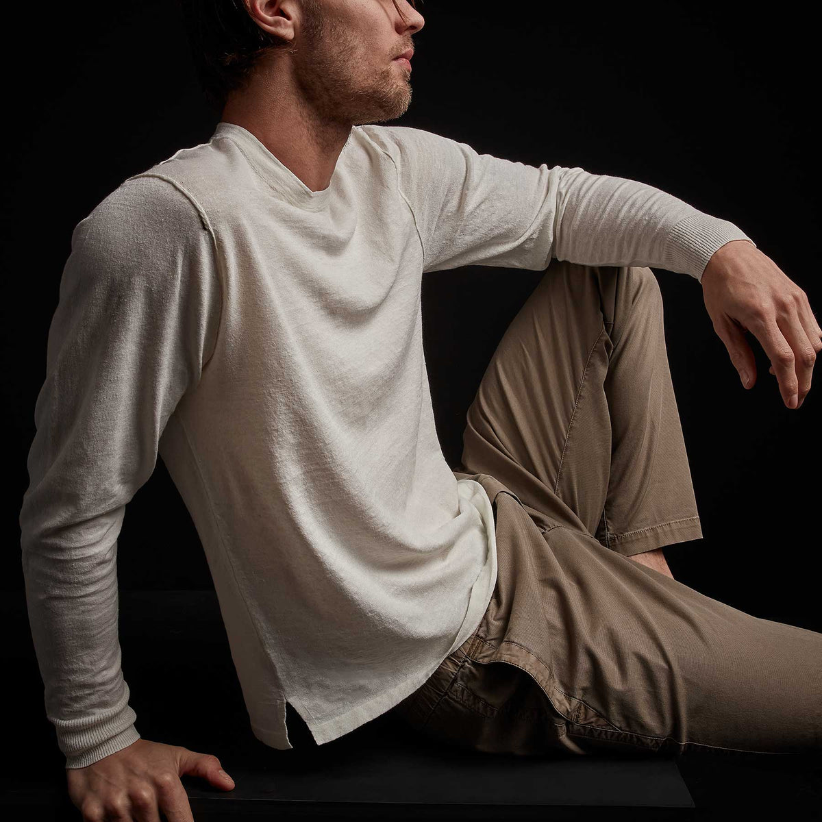 Linen Blend Crew Neck Sweater - Celadon | James Perse Los Angeles