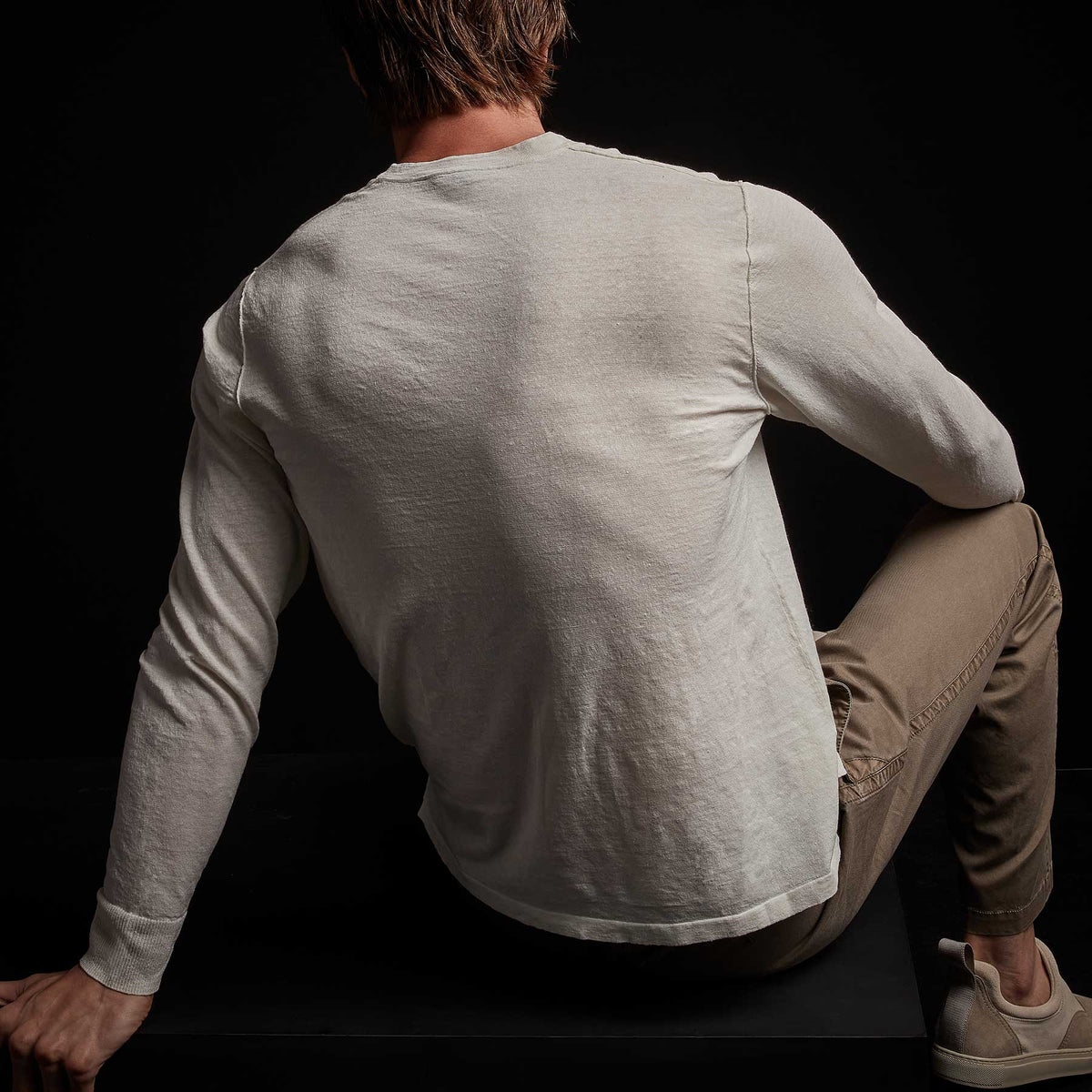 Linen Blend Crew Neck Sweater - Celadon | James Perse Los Angeles