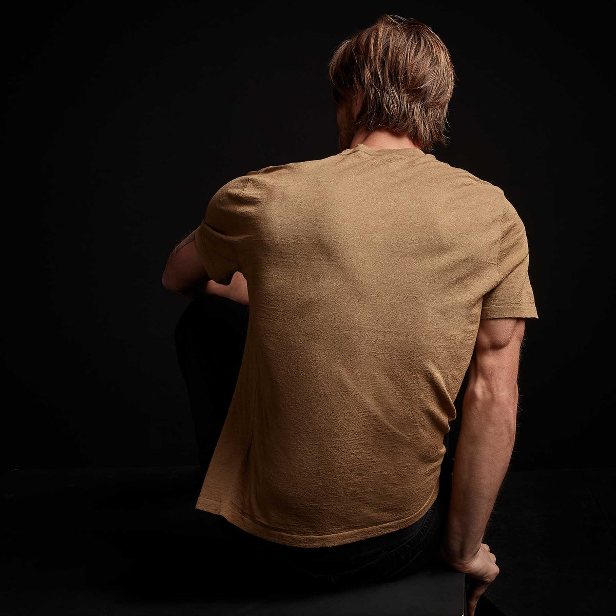 Linen Blend Short Sleeve Henley Sweater - Bronze | James Perse Los Angeles