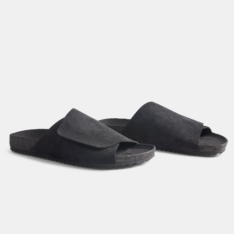 Velcro Suede Slide  Mens In Black | James Perse Los Angeles