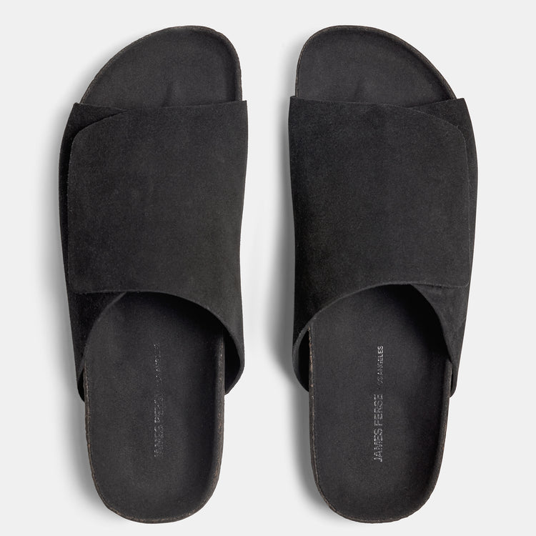 Velcro Suede Slide  Mens In Black | James Perse Los Angeles