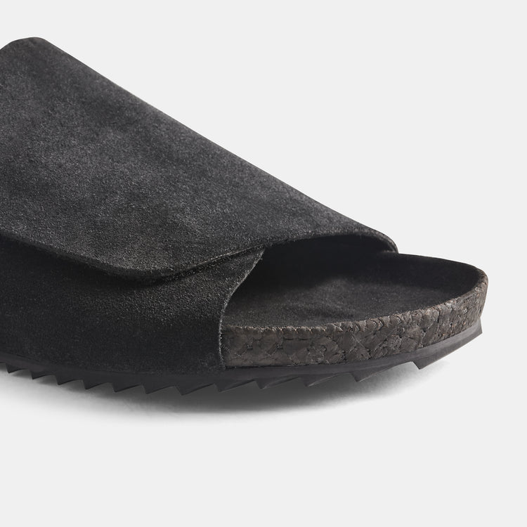 Velcro Suede Slide  Mens In Black | James Perse Los Angeles