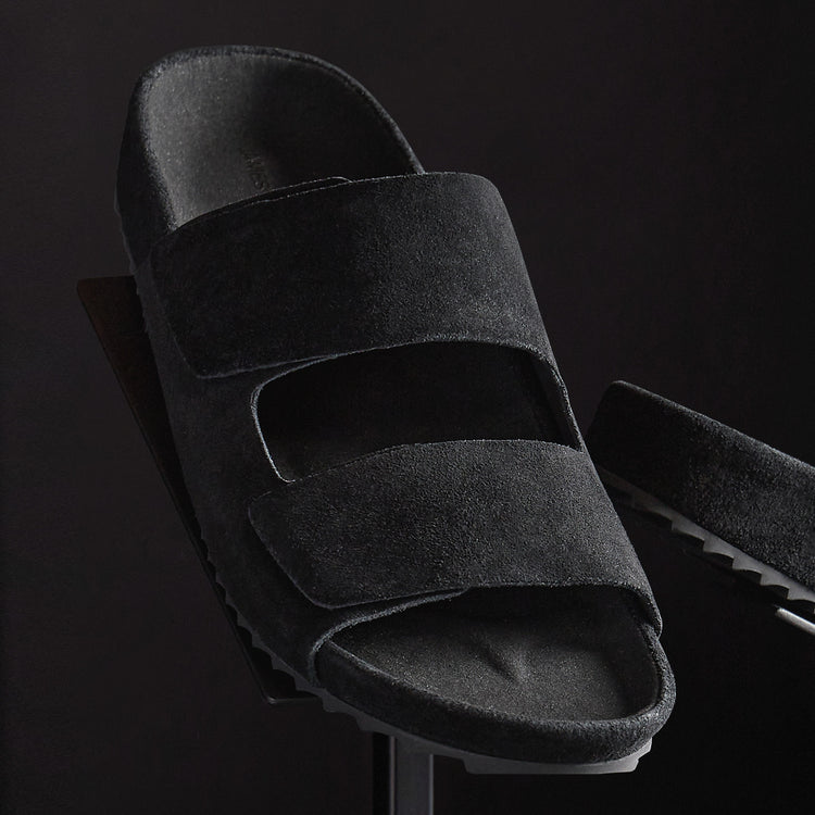 Men's Double Strap Suede Slide in Black | James Perse Los Angeles