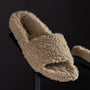 Women's Simple Strap Shearling Slide in Taupe | James Perse Los Angeles