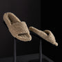 Women's Simple Strap Shearling Slide in Taupe | James Perse Los Angeles