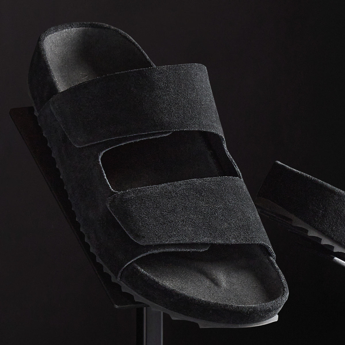 Women's Double Strap Suede Slide in Black | James Perse Los Angeles