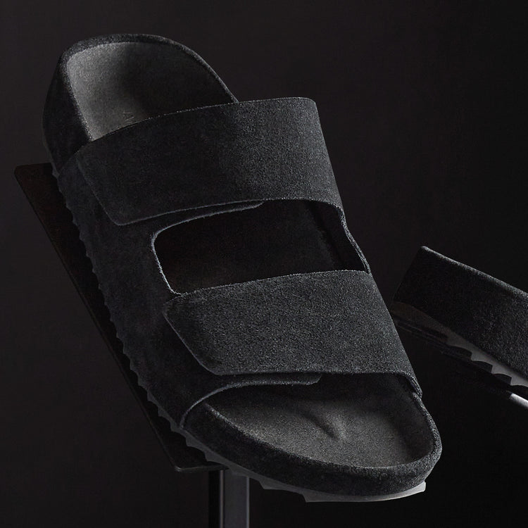 Women's Double Strap Suede Slide in Black | James Perse Los Angeles