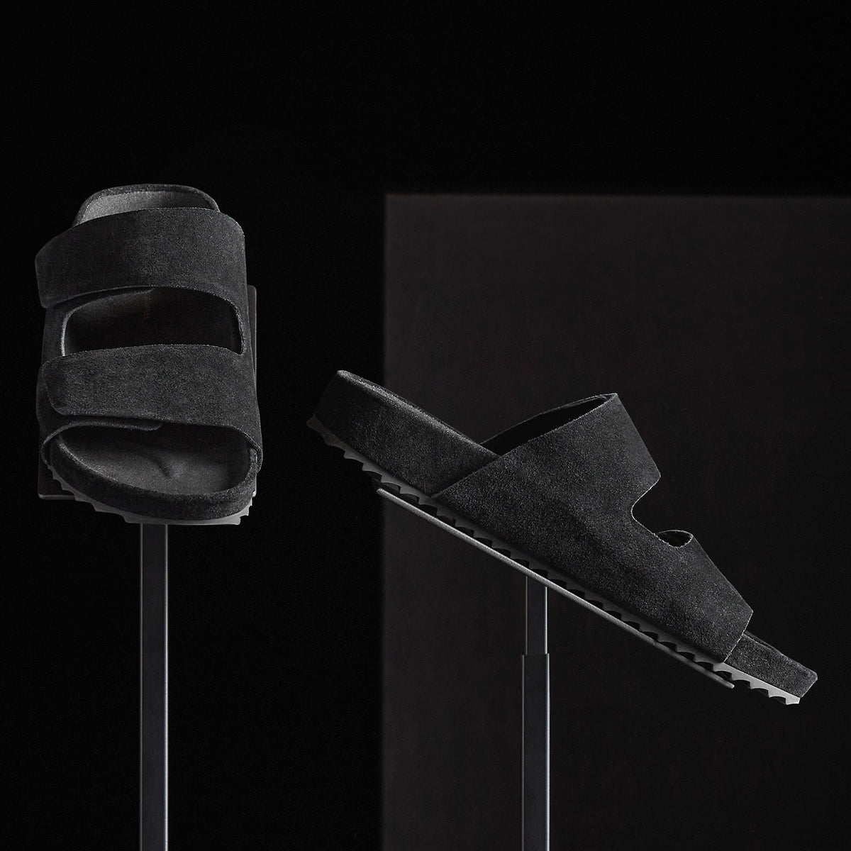 Women's Double Strap Suede Slide in Black | James Perse Los Angeles