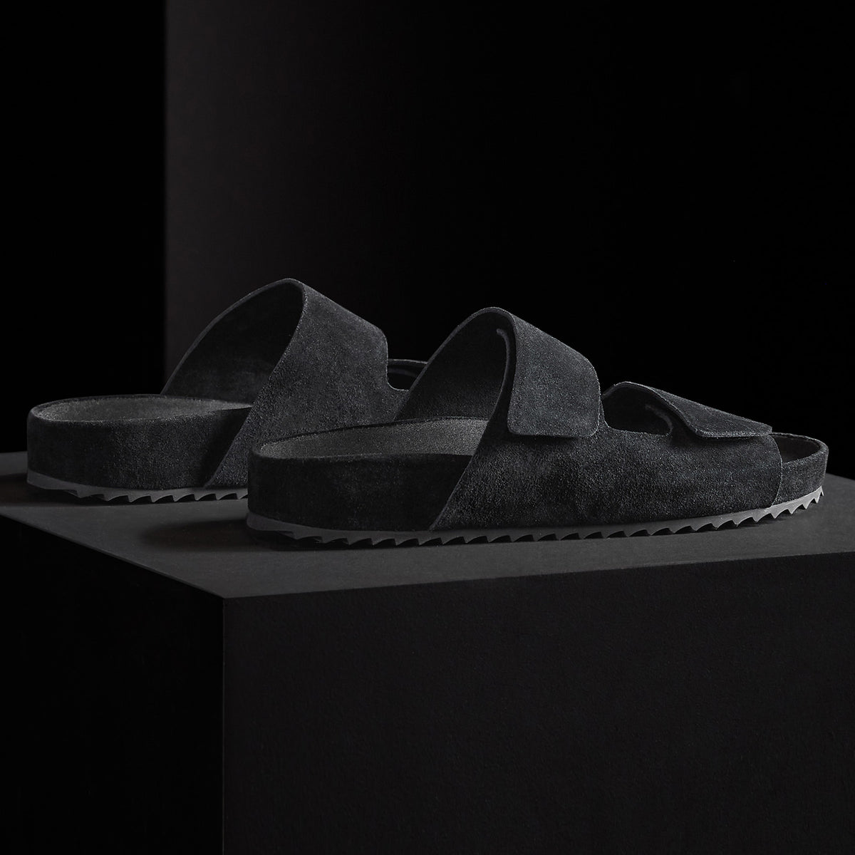Women's Double Strap Suede Slide in Black | James Perse Los Angeles