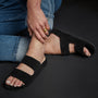 Women's Double Strap Suede Slide in Black | James Perse Los Angeles
