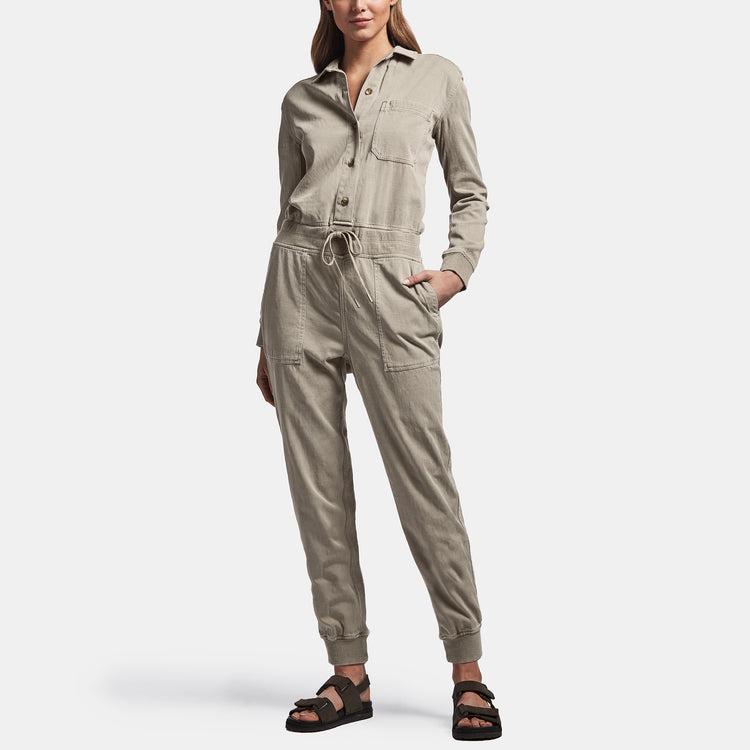 Mixed Media Jumpsuit In Chino Pigment | James Perse Los Angeles