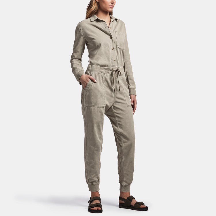 Mixed Media Jumpsuit In Chino Pigment | James Perse Los Angeles