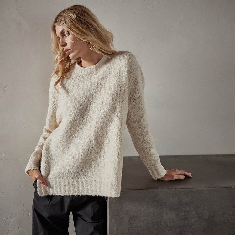 Relax Fit Mock Neck Sweater in Bone | James Perse Los Angeles 