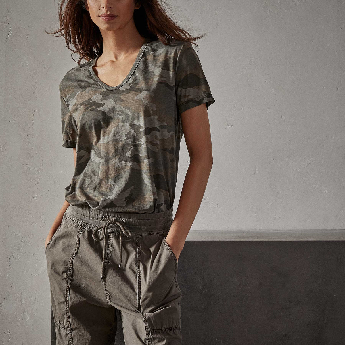 Camo Clear Jersey Short Sleeve Tee in Jungle Camo | James Perse Los Angeles