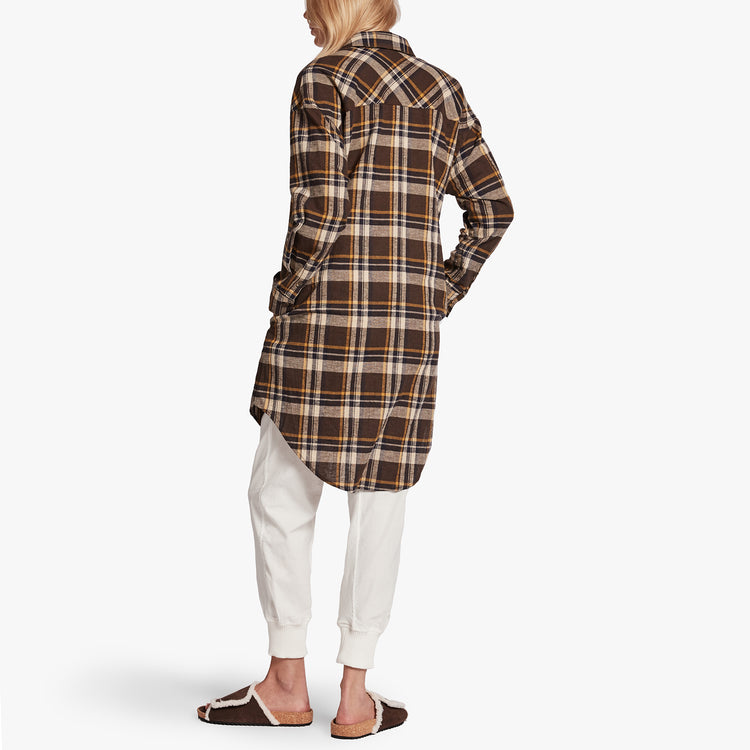 Military Plaid Boyfriend Shirt In Coffee Multi Plaid | James Perse Los Angeles