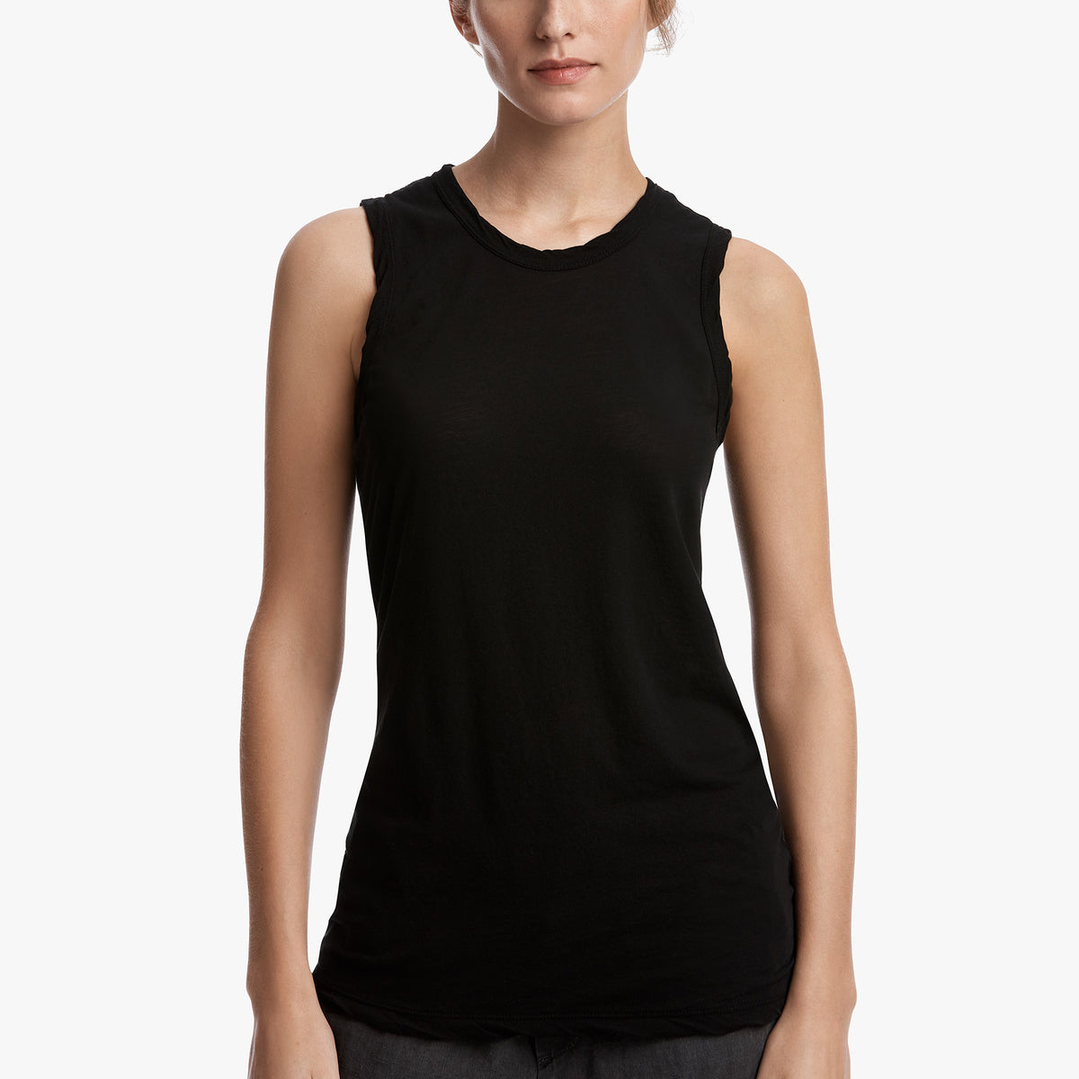 Cut Away Crew Tank in Black | James Perse Los Angeles