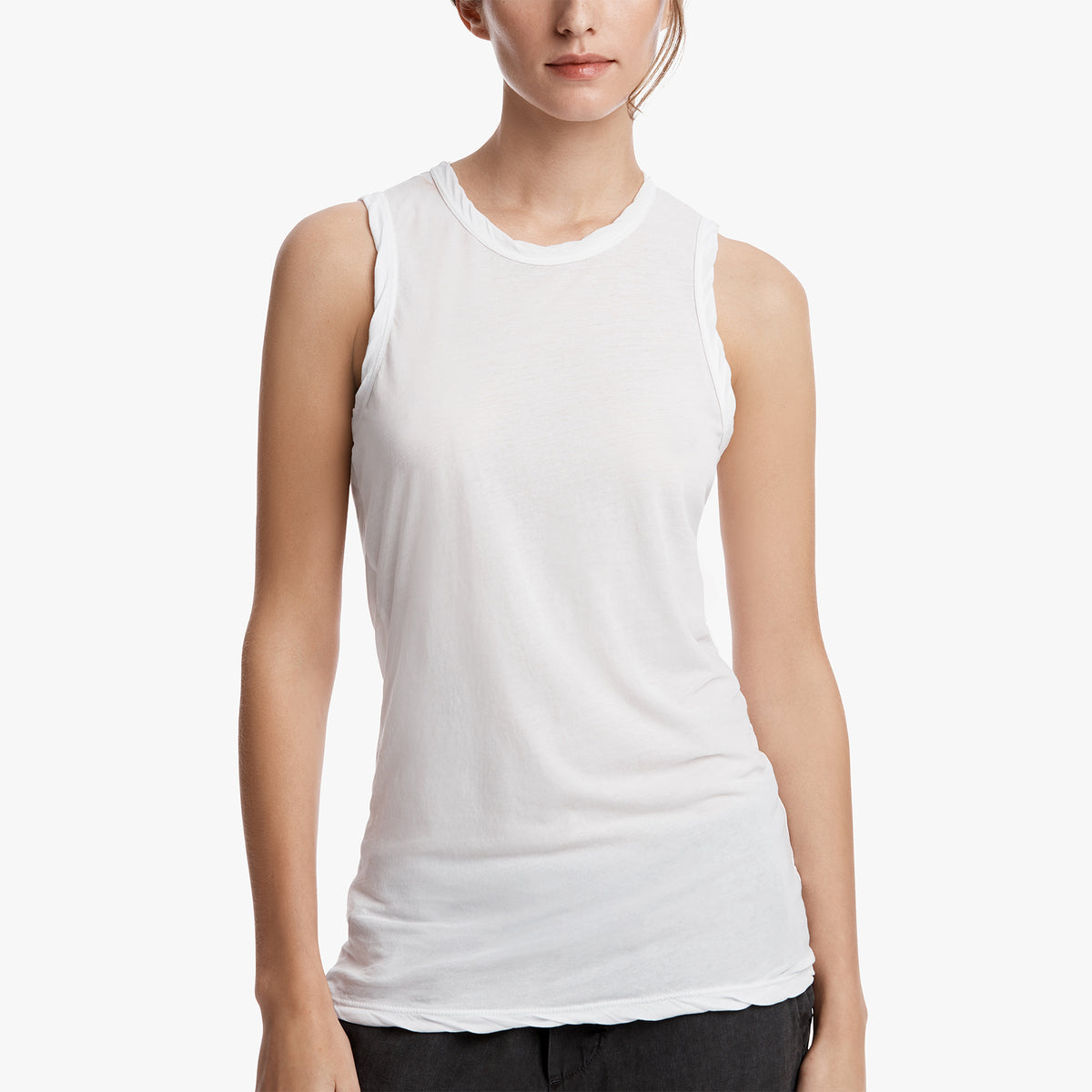Cut Away Crew Tank in White | James Perse Los Angeles