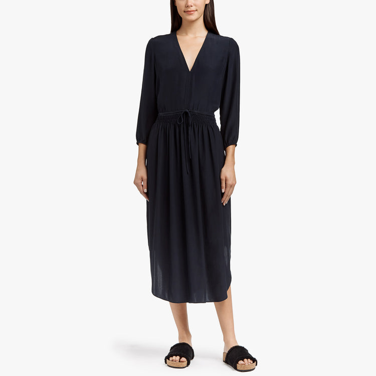 Silk Charmeuse Dress In French Navy | James Perse Los Angeles