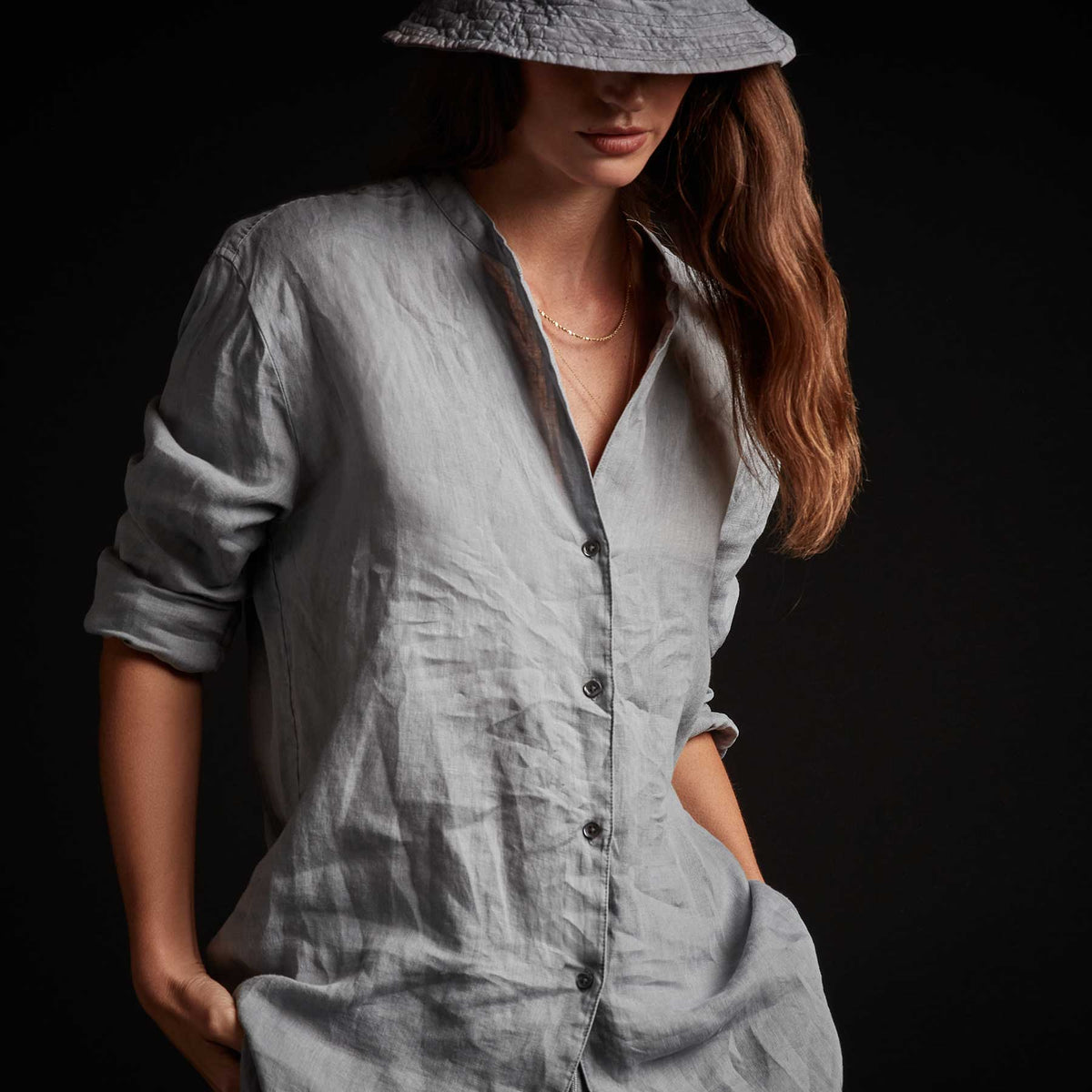 Linen Lounge Shirt in Breeze Pigment | James Perse Los Angeles