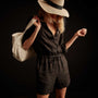 Long Sleeve Romper in Black | James Perse Los Angeles