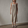 Gathered Linen Dress in Mineral Pigment | James Perse Los Angeles