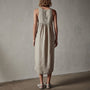 Gathered Linen Dress in Mineral Pigment | James Perse Los Angeles