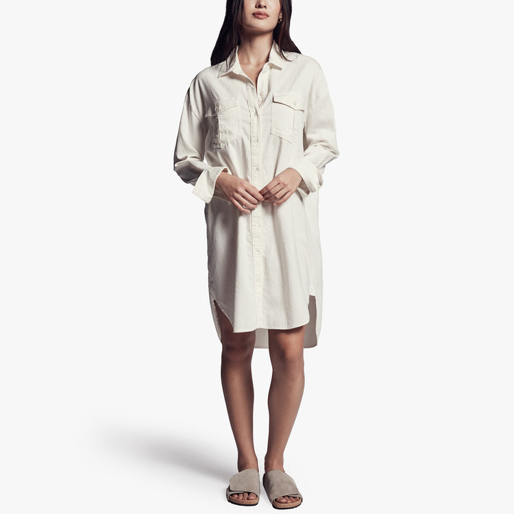 Cotton Military Shirt Dress In Vintage | James Perse Los Angeles