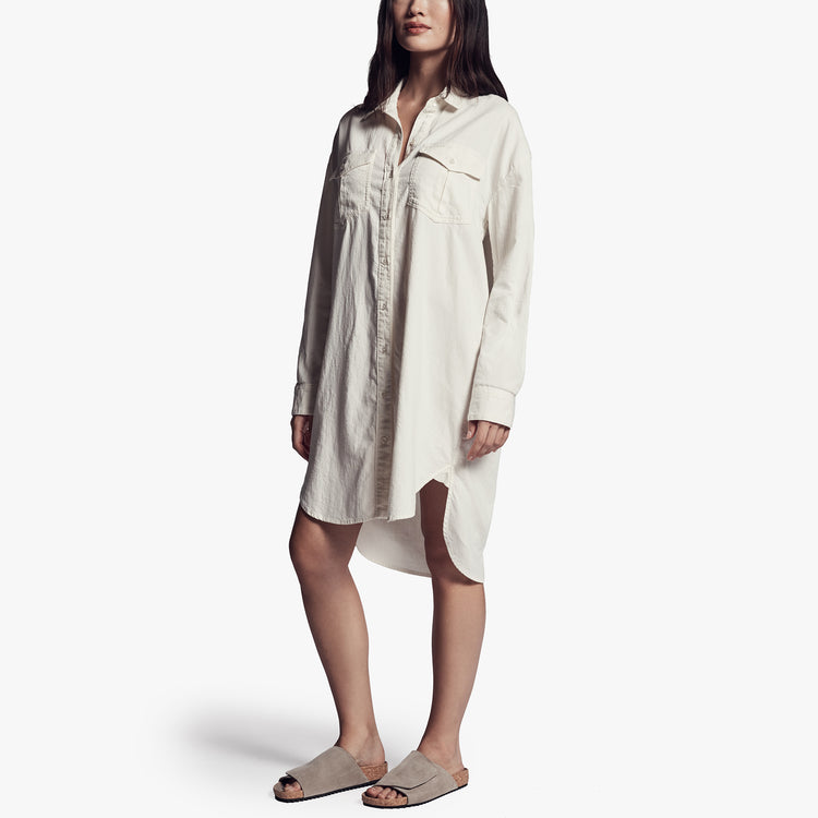 Cotton Military Shirt Dress In Vintage | James Perse Los Angeles