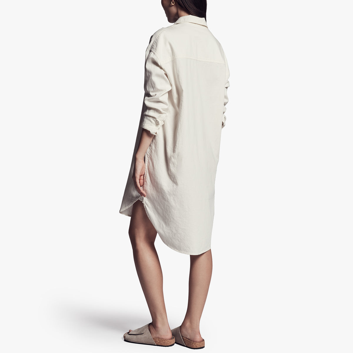 Cotton Military Shirt Dress In Vintage | James Perse Los Angeles