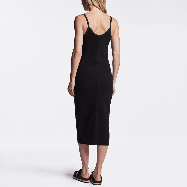 Chevron Rib Cami Dress In Black | James Perse Los Angeles