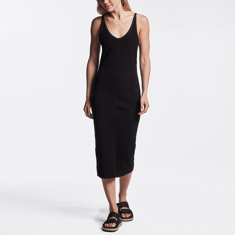 Chevron Rib Cami Dress In Black | James Perse Los Angeles