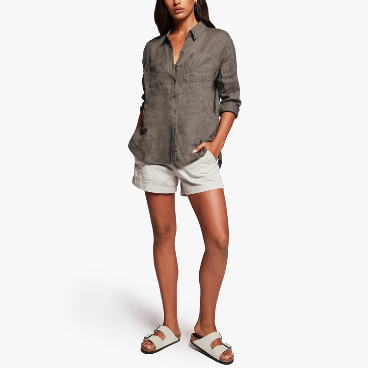 Linen Pocket Shirt In Alligator | James Perse Los Angeles