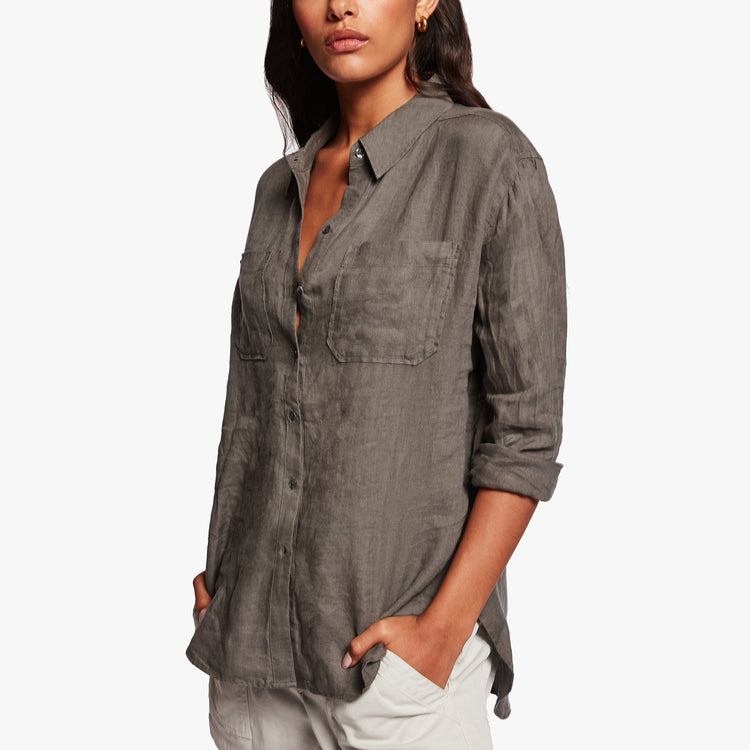 Linen Pocket Shirt In Alligator | James Perse Los Angeles