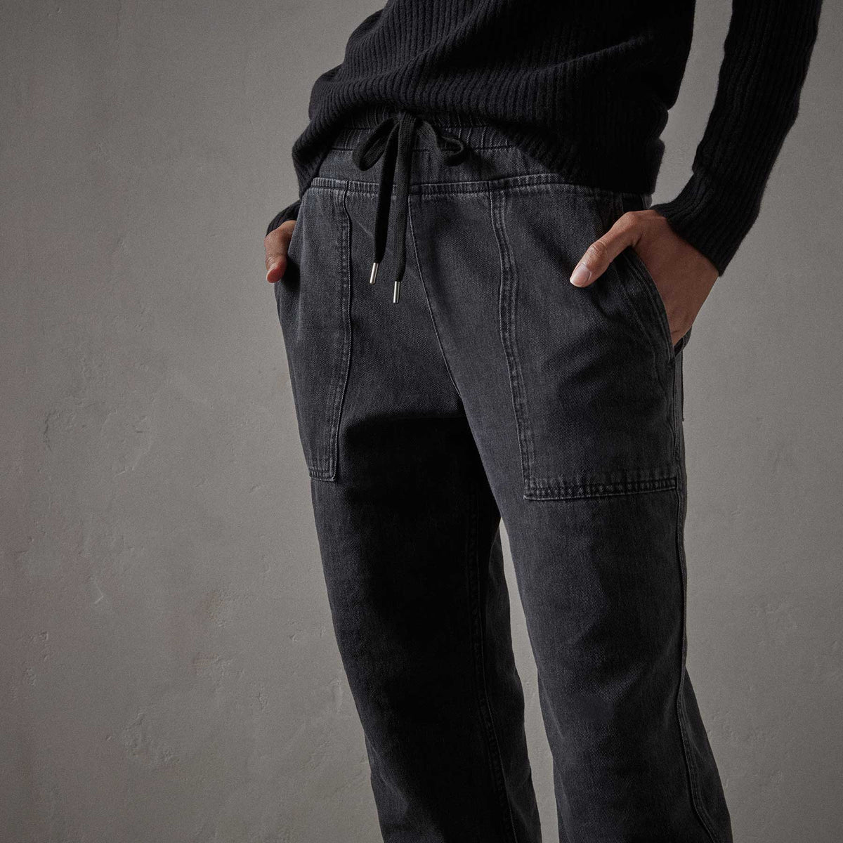 Lightweight Denim Contrast Pant - Black Denim | James Perse Los Angeles