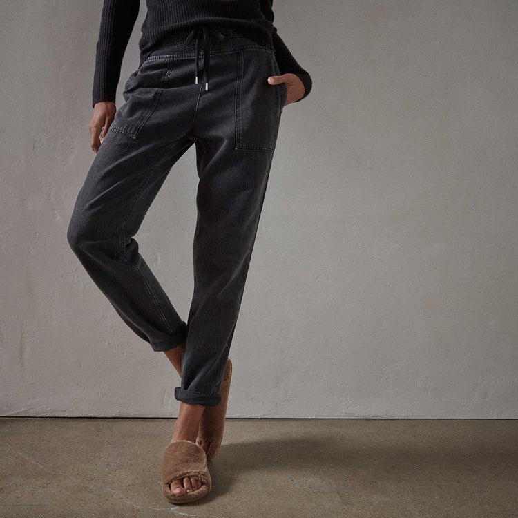 Lightweight Denim Contrast Pant - Black Denim | James Perse Los Angeles