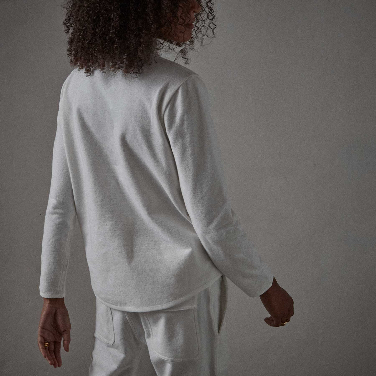 Brushed Terry Half Zip Funnel Neck - Everest White | James Perse Los Angeles