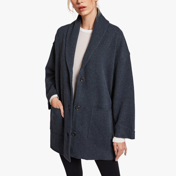 Oversized Shawl Cardigan In Denim Melange | James Perse Los Angeles