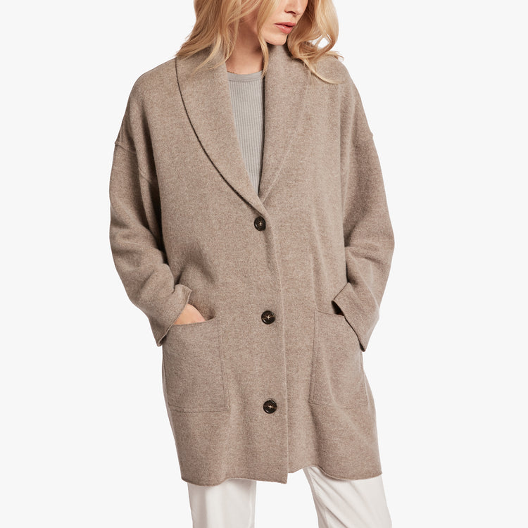 Oversized Shawl Cardigan In Taupe Melange | James Perse Los Angeles