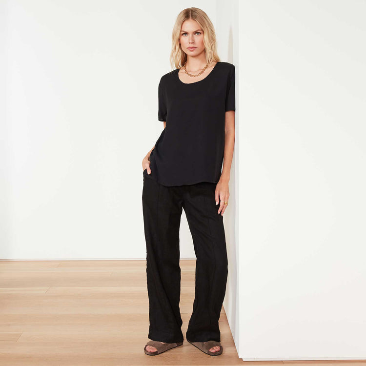 Matte Cupro Tee In Black | James Perse Los Angeles
