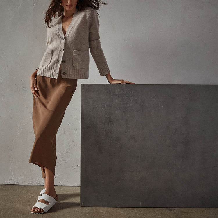 High Low A Line Skirt in Acorn | James Perse Los Angeles