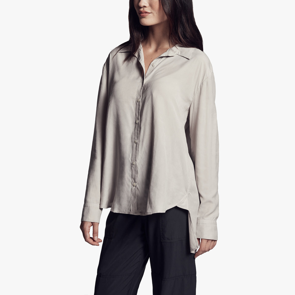 Micro Suede Shirt In Silver | James Perse Los Angeles