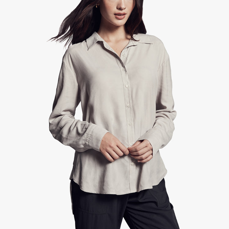 Micro Suede Shirt In Silver | James Perse Los Angeles