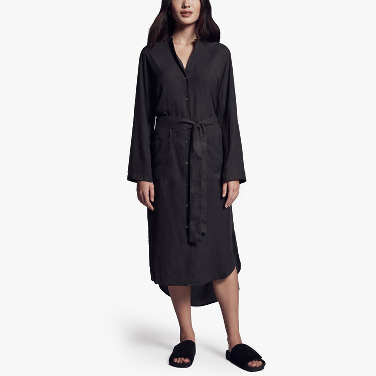 Tie Waist Shirt Dress In Carbon | James Perse Los Angeles