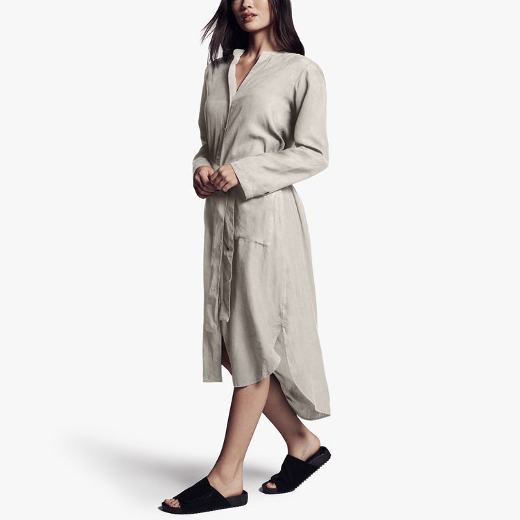 Tie Waist Shirt Dress In Silver | James Perse Los Angeles