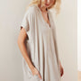 Micro Suede Relaxed Hooded Dress - Silver | James Perse Los Angeles